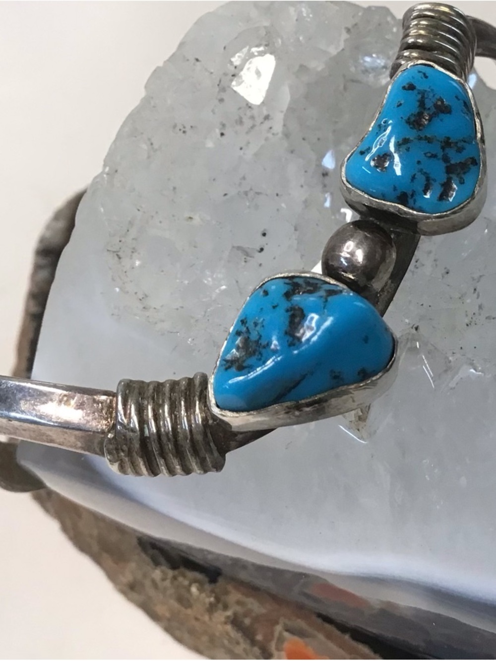 Sterling Turquoise Wavy Cuff